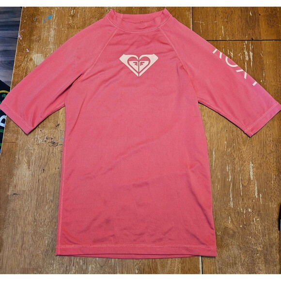 Roxy Swim Tshirt Top Girls XL 14 Surf Summer Swim Cover Up Pink - Picture 2 of 5